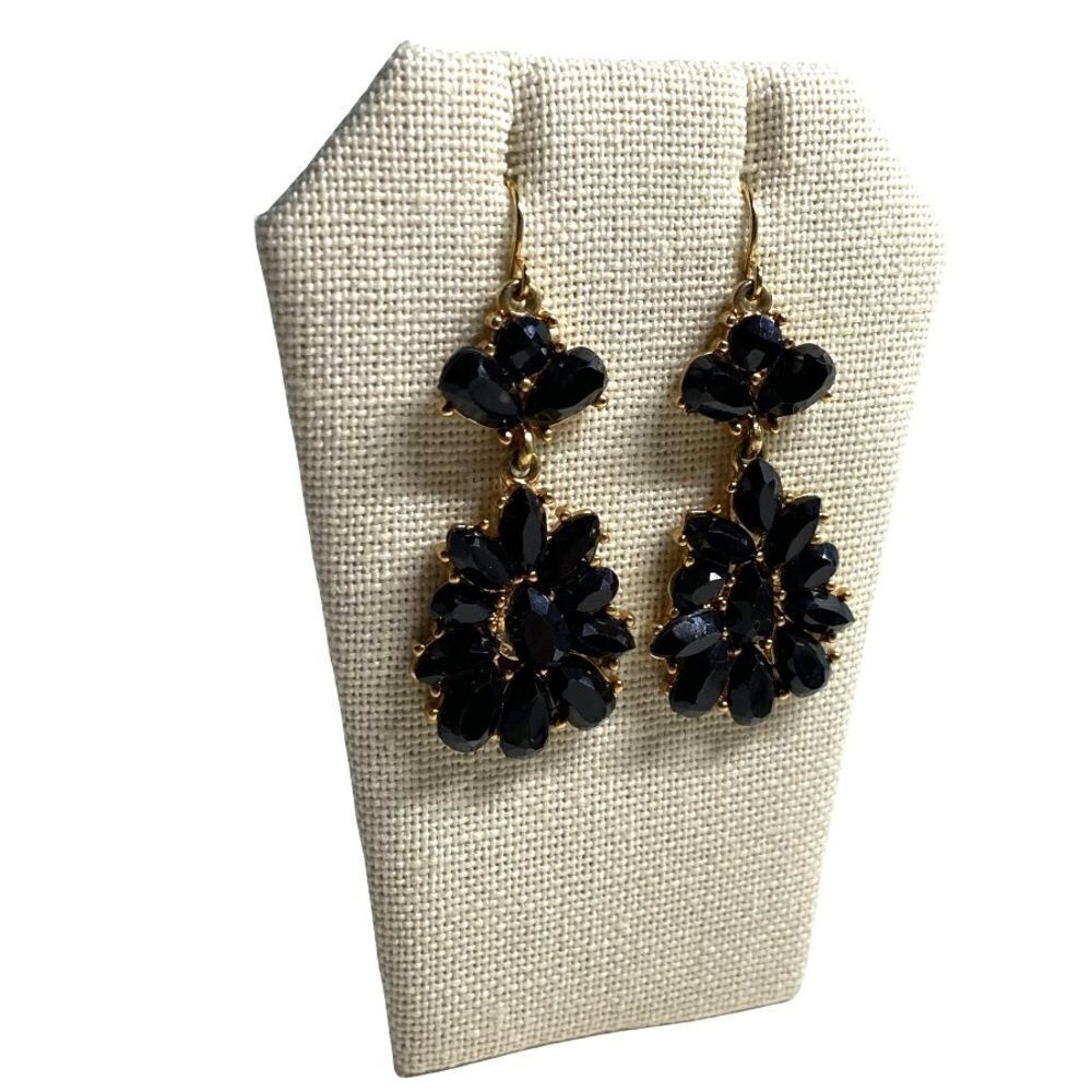 Black Teardrop Chandelier Earrings
